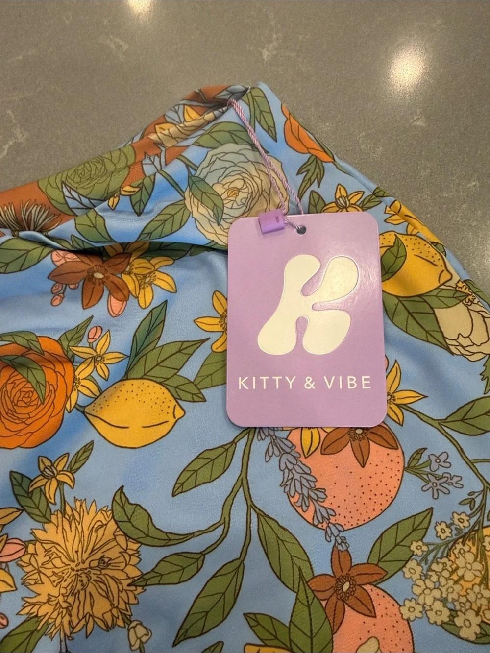 Kite + Vibe Women's Light Blue Floral High-Waist Swim Bottoms